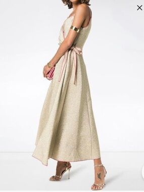 Rosie Assoulin NWT glittery gold silk-blend "That's A Wrap" strappy dress